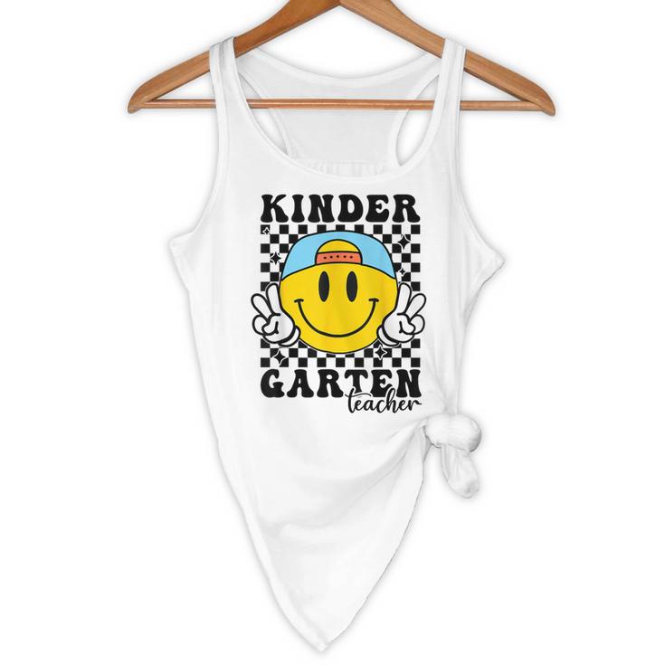 Kindergarten Teacher Hippie Smile Face Back School Flowy Tank, novelty gifts, funny gifts