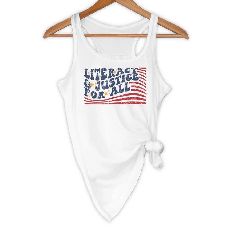 Literacy Justice For All Teacher Flowy Tank, novelty gifts, funny gifts Literacy Justice For All Teacher Flowy Tank, novelty gifts, funny gifts