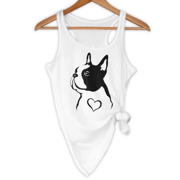 I Love My Boston Terrier Dog With Heart Flowy Tank, novelty gifts, funny gifts