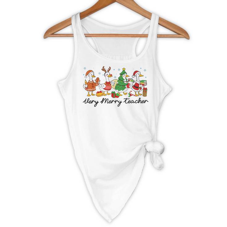 Very Merry Teacher Christmas Goose Silly Holiday Party Flowy Tank, novelty gifts, funny gifts Very Merry Teacher Christmas Goose Silly Holiday Party Flowy Tank, novelty gifts, funny gifts