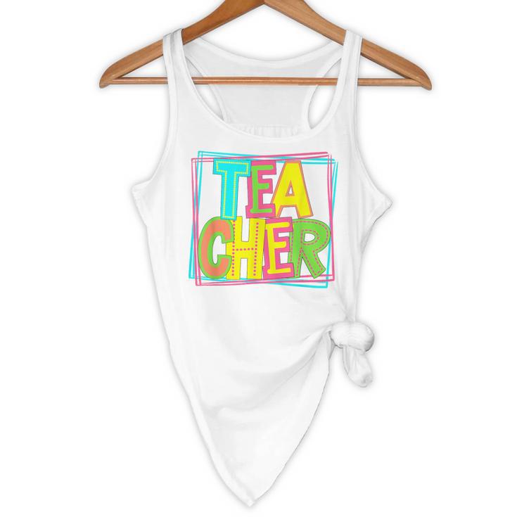 Neon Retro Teacher Cute Teacher Team New Teacher Back To Sch Flowy Tank, novelty gifts, funny gifts Neon Retro Teacher Cute Teacher Team New Teacher Back To Sch Flowy Tank, novelty gifts, funny gifts