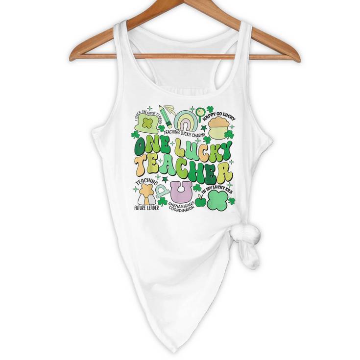 One Lucky Teacher St Patrick's Day Irish Teacher Lucky Era Flowy Tank, novelty gifts, funny gifts