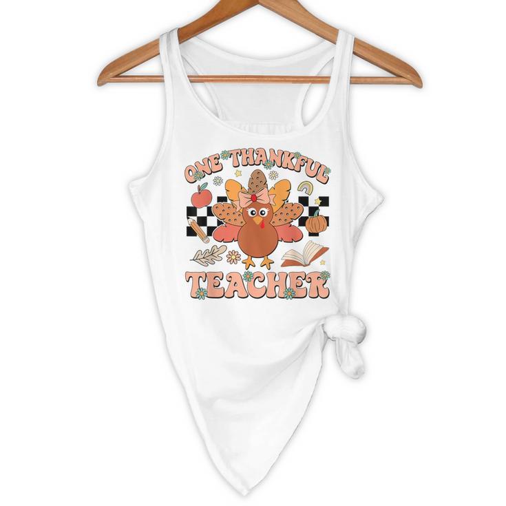 One Thankful Teacher Thanksgiving Retro Groovy Fall Teachers Flowy Tank, novelty gifts, funny gifts One Thankful Teacher Thanksgiving Retro Groovy Fall Teachers Flowy Tank, novelty gifts, funny gifts