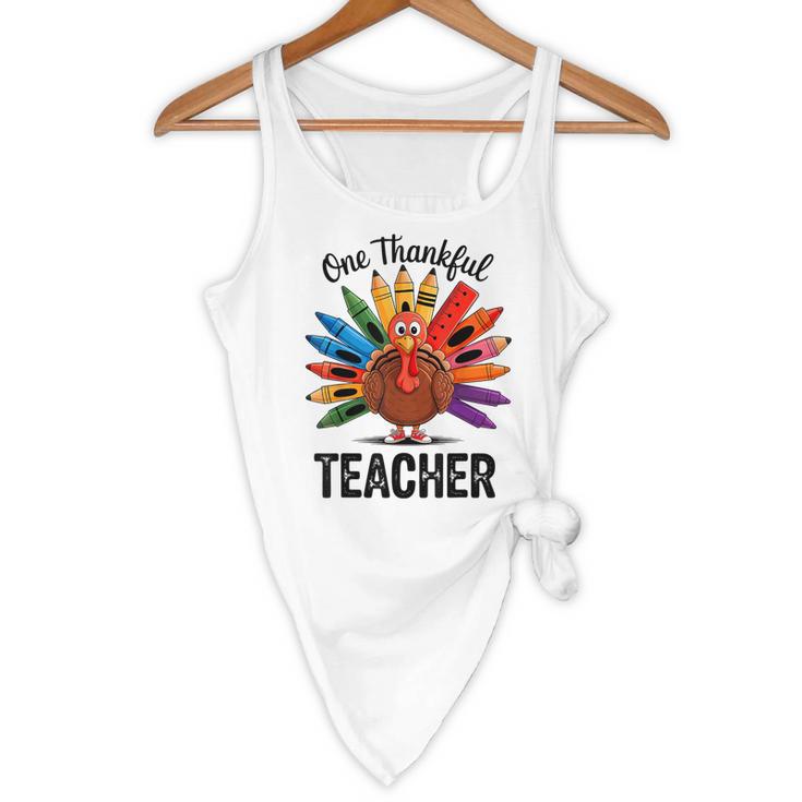 One Thankful Teacher Thanksgiving TurkeyCute Pencil Flowy Tank, novelty gifts, funny gifts