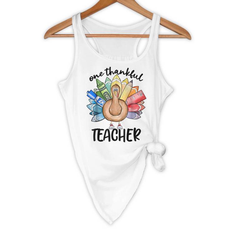 One Thankful Teacher Turkey Pencil Thanksgiving Teachers Flowy Tank, novelty gifts, funny gifts One Thankful Teacher Turkey Pencil Thanksgiving Teachers Flowy Tank, novelty gifts, funny gifts