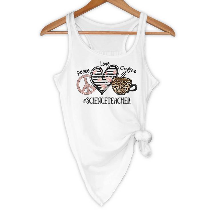 Peace Love Coffee Science Teacher Flowy Tank, novelty gifts, funny gifts Peace Love Coffee Science Teacher Flowy Tank, novelty gifts, funny gifts