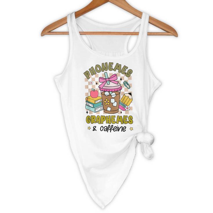 Phonemes Graphemes Caffeine Back To School Reading Teacher Flowy Tank, novelty gifts, funny gifts