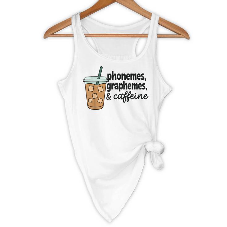 Phonemes Graphemes And Caffeine Coffee Teacher Appreciation Flowy Tank, novelty gifts, funny gifts Phonemes Graphemes And Caffeine Coffee Teacher Appreciation Flowy Tank, novelty gifts, funny gifts