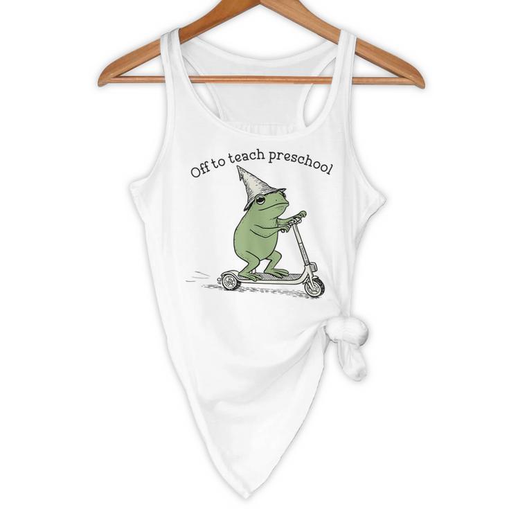 Pre K Grade Teacher Frog Back To School Preschool Flowy Tank, novelty gifts, funny gifts