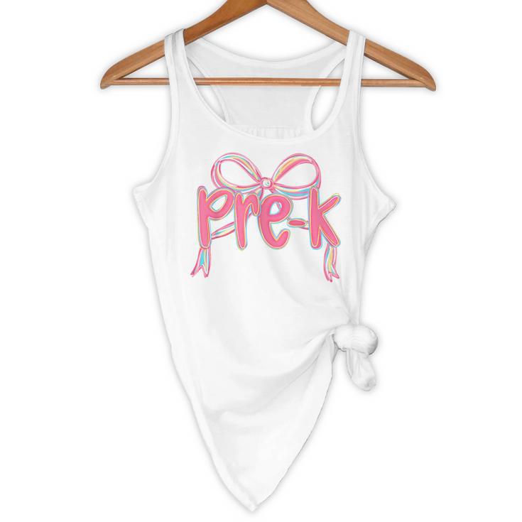 Preppy Pre k Back To School Pre-k Teachers Girls Cute Bow Flowy Tank, novelty gifts, funny gifts Preppy Pre k Back To School Pre-k Teachers Girls Cute Bow Flowy Tank, novelty gifts, funny gifts