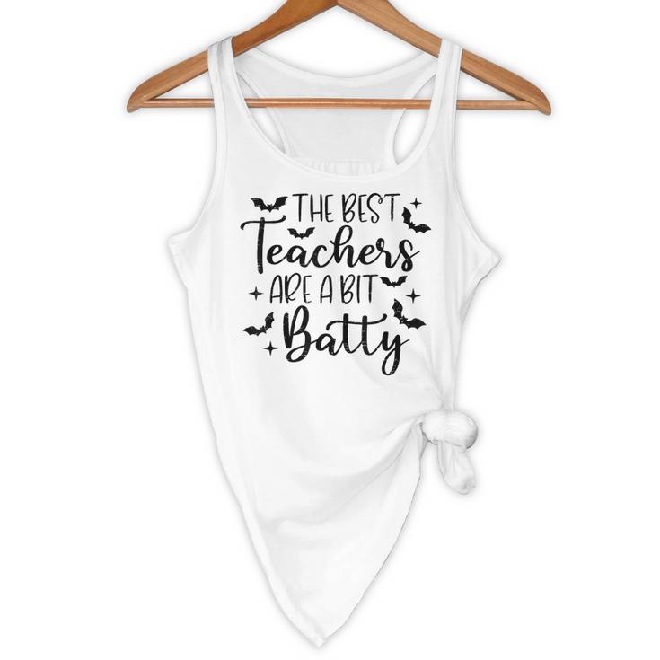 Retro The Best Teachers Are A Bit Batty Halloween Teacher Flowy Tank, novelty gifts, funny gifts