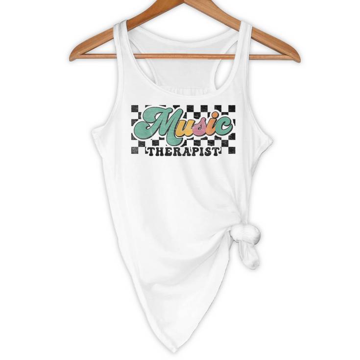 Retro Checkered Music Therapist Squad Music Therapy Teacher For Men Women Flowy Tank, novelty gifts, funny gifts Retro Checkered Music Therapist Squad Music Therapy Teacher For Men Women Flowy Tank, novelty gifts, funny gifts