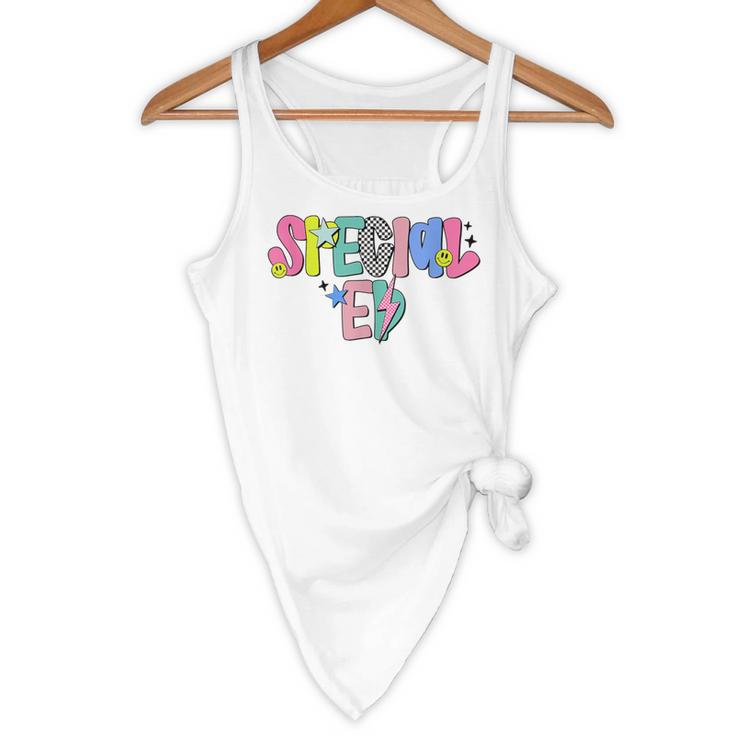 Retro Checkered Special Education Teacher Back To School Flowy Tank, novelty gifts, funny gifts Retro Checkered Special Education Teacher Back To School Flowy Tank, novelty gifts, funny gifts