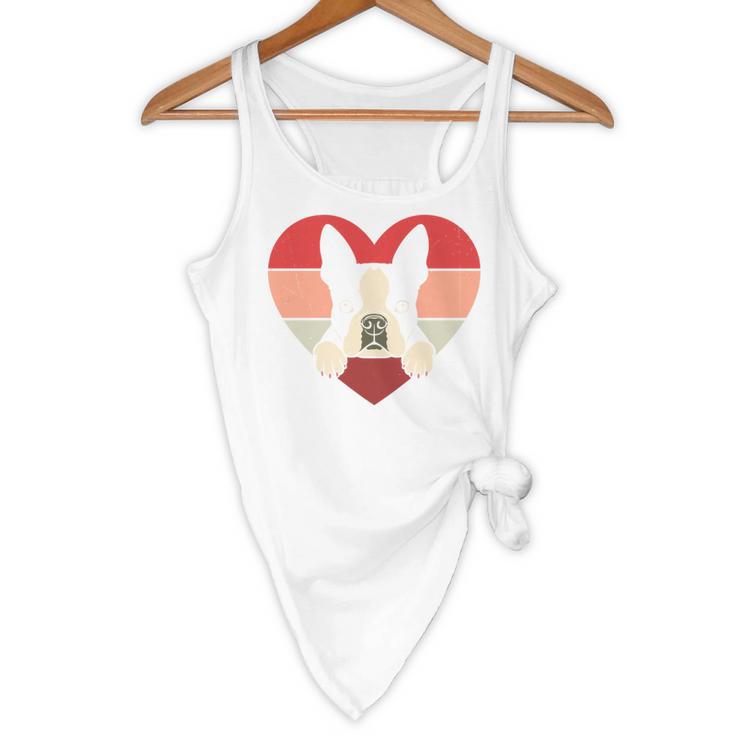 Retro Heart Boston Terrier Dog Vintage Valentine Flowy Tank, novelty gifts, funny gifts