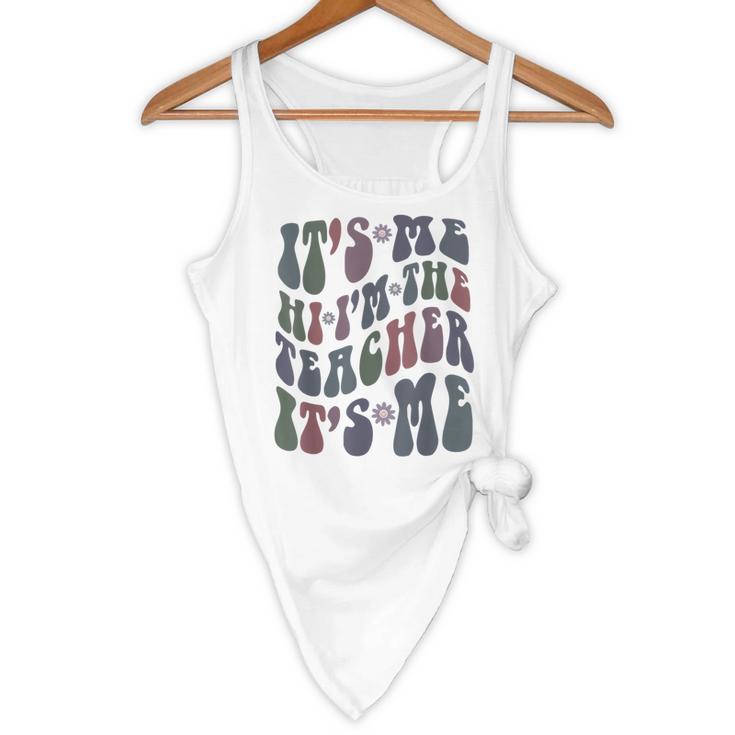 Retro IT'S ME Hi I'm The TEACHER Groovy Testing Squad Pink Flowy Tank, novelty gifts, funny gifts Retro IT'S ME Hi I'm The TEACHER Groovy Testing Squad Pink Flowy Tank, novelty gifts, funny gifts