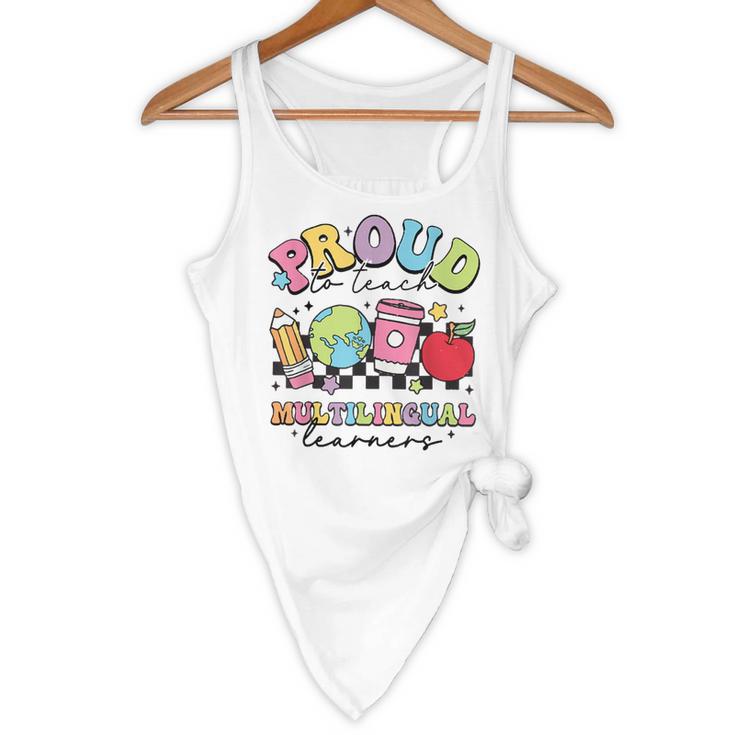 Retro Proud To Teach Multilingual Learners English Teacher Flowy Tank, novelty gifts, funny gifts