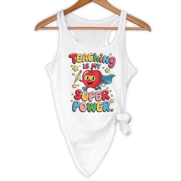 Retro Teaching Is My Superpower Apple Teacher Appreciation Flowy Tank, novelty gifts, funny gifts Retro Teaching Is My Superpower Apple Teacher Appreciation Flowy Tank, novelty gifts, funny gifts