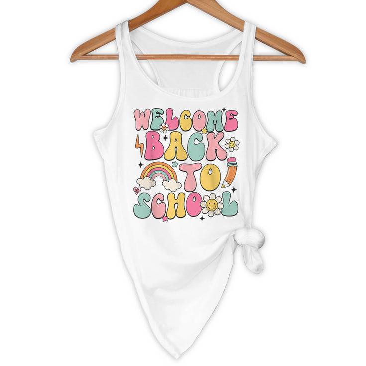 Retro Welcome Back To School Teacher Appreciation Boys Girls Flowy Tank, novelty gifts, funny gifts Retro Welcome Back To School Teacher Appreciation Boys Girls Flowy Tank, novelty gifts, funny gifts