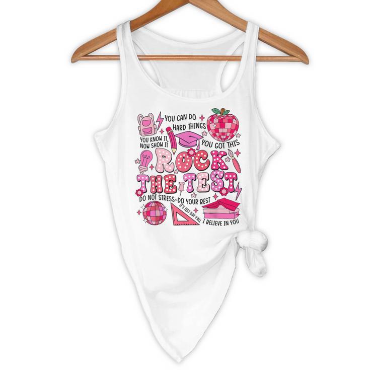 Rock The Test Testing Day Don't Stress Do Your Best Teacher For Men Women Girls Kids Flowy Tank, novelty gifts, funny gifts