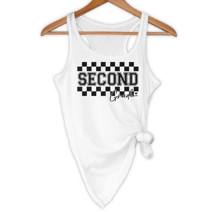 Second Grade Checkered Teacher 1st Day Back To School Women Flowy Tank, novelty gifts, funny gifts