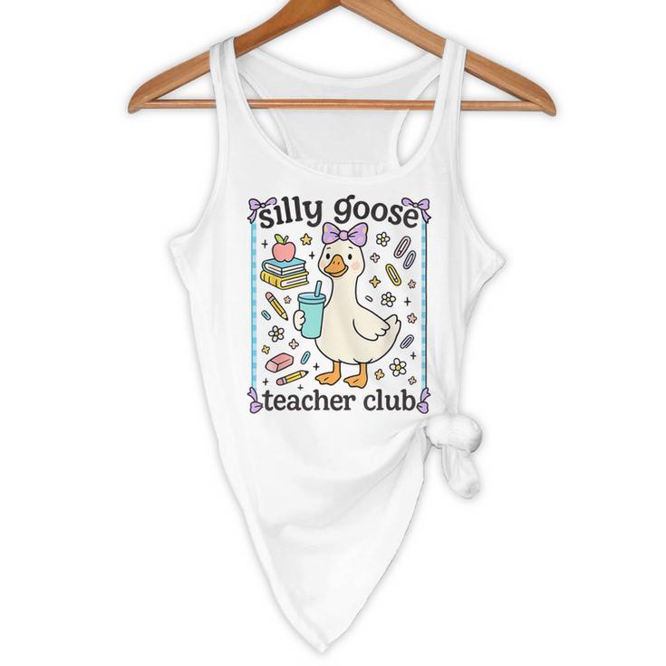 Silly Goose Teacher Club Silly Goose For Teacher Flowy Tank, novelty gifts, funny gifts