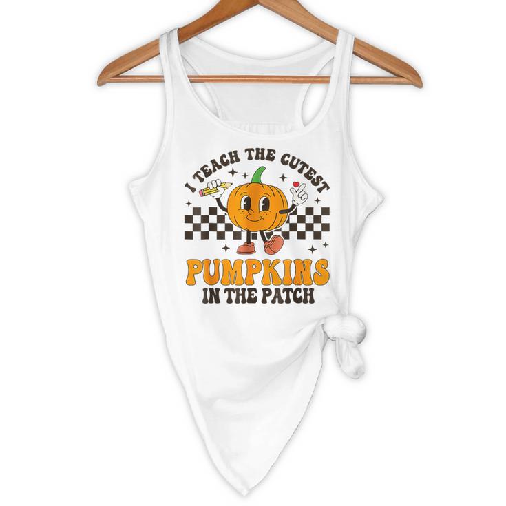I Teach The Cutest Pumpkins In The Patch Groovy Teacher Fall Flowy Tank, novelty gifts, funny gifts