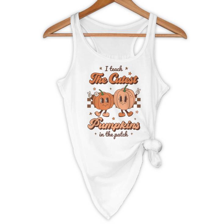 I Teach The Cutest Pumpkins In The Patch Retro Teacher Fall Flowy Tank, novelty gifts, funny gifts I Teach The Cutest Pumpkins In The Patch Retro Teacher Fall Flowy Tank, novelty gifts, funny gifts
