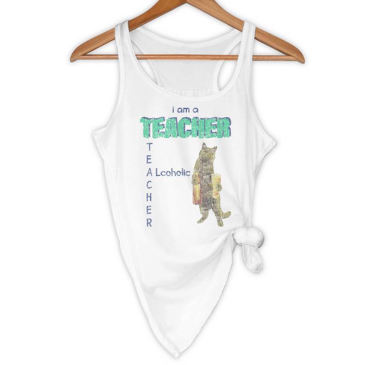 I Am A Teacher Alcoholic Cat Beer Feline Men Women Flowy Tank, novelty gifts, funny gifts I Am A Teacher Alcoholic Cat Beer Feline Men Women Flowy Tank, novelty gifts, funny gifts