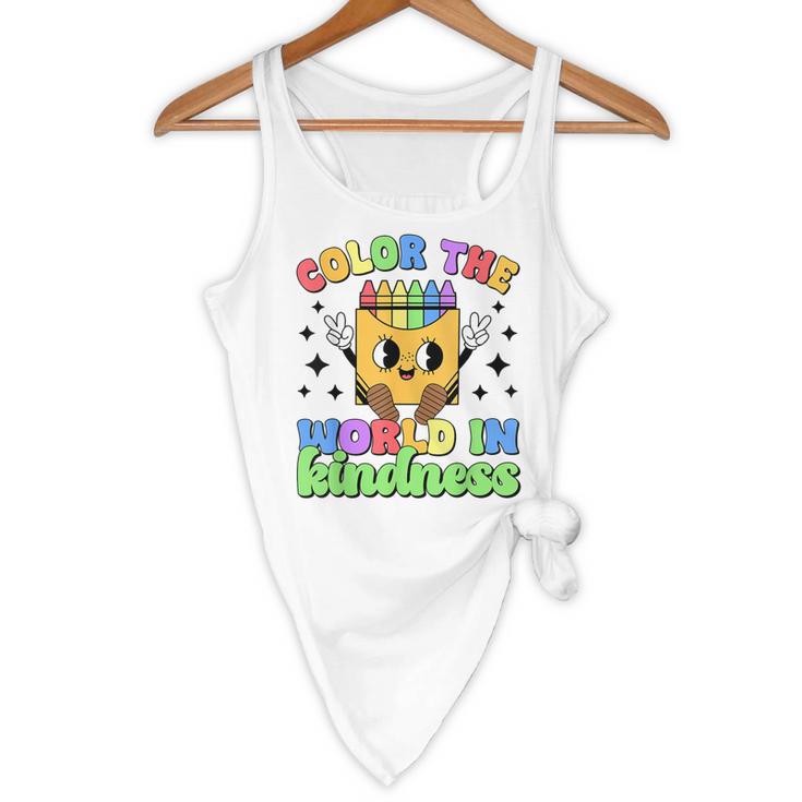 Teacher Back To School Color In Kindness Crayon Pencil Flowy Tank, novelty gifts, funny gifts