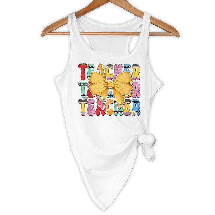 Teacher Pencil Coquette Bow Back To School Teacher Flowy Tank, novelty gifts, funny gifts Teacher Pencil Coquette Bow Back To School Teacher Flowy Tank, novelty gifts, funny gifts