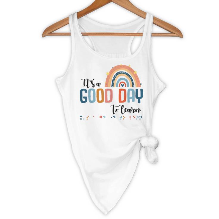 Teacher Of Visually Impaired Braille A Good Day To Learn Flowy Tank, novelty gifts, funny gifts