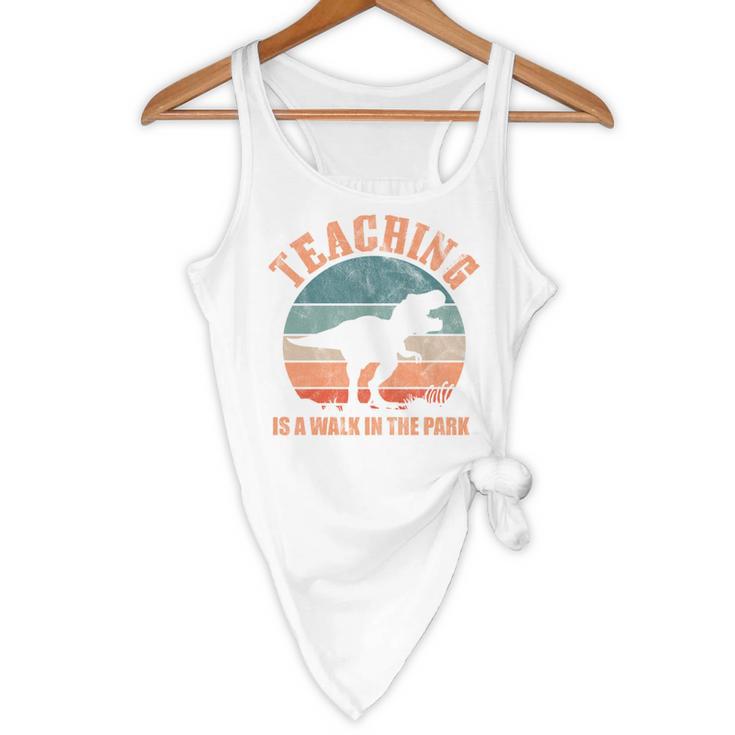 Teaching Is A Walk In The Park Teacher T-Rex Retro Flowy Tank, novelty gifts, funny gifts Teaching Is A Walk In The Park Teacher T-Rex Retro Flowy Tank, novelty gifts, funny gifts