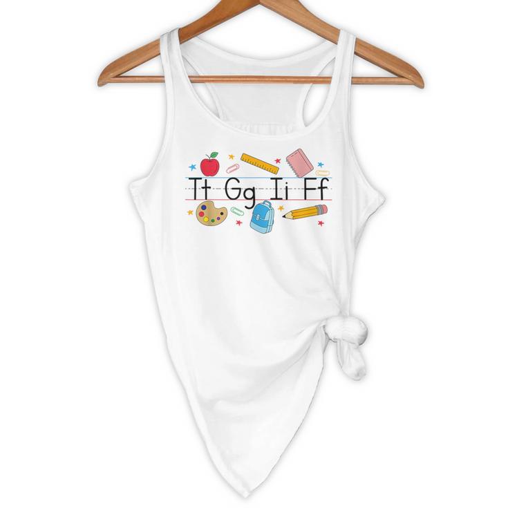 TGIF Teacher Alphabet Kindergarten Teacher Appreciation Flowy Tank, novelty gifts, funny gifts