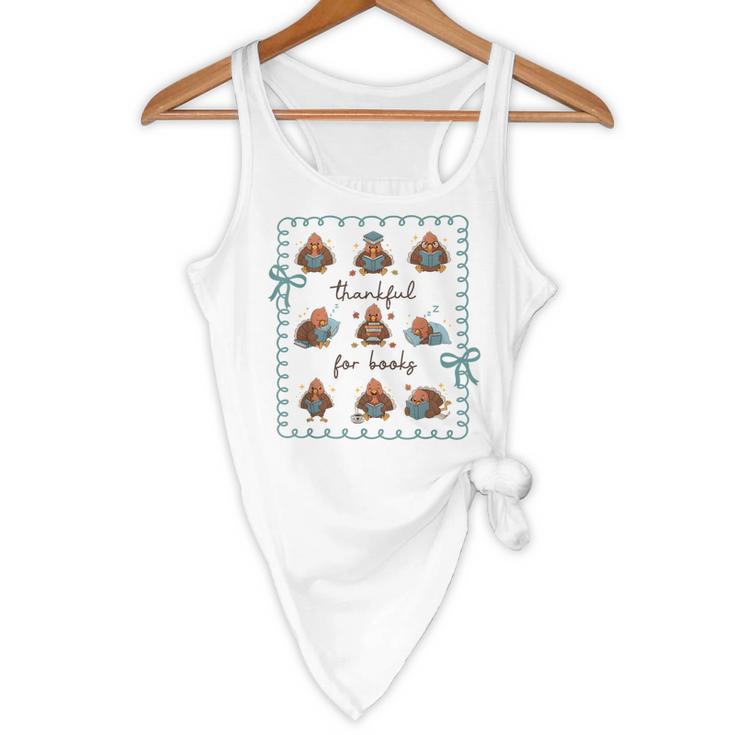 Thankful For Books Turkey Reading Book Lovers Fall Teacher Flowy Tank, novelty gifts, funny gifts Thankful For Books Turkey Reading Book Lovers Fall Teacher Flowy Tank, novelty gifts, funny gifts