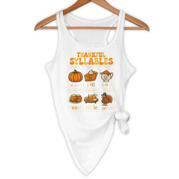 Thankful Syllables Teacher Thanksgiving Educational Kids Flowy Tank, novelty gifts, funny gifts Thankful Syllables Teacher Thanksgiving Educational Kids Flowy Tank, novelty gifts, funny gifts
