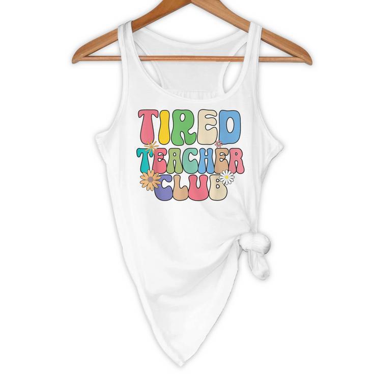 Tired Teachers Club Groovy Teachers Back To School Flowy Tank, novelty gifts, funny gifts Tired Teachers Club Groovy Teachers Back To School Flowy Tank, novelty gifts, funny gifts