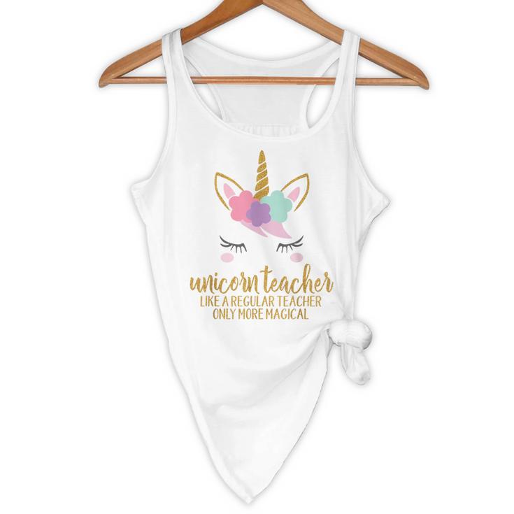 Unicorn Teacher Shirt For Women School Teacher Flowy Tank, novelty gifts, funny gifts