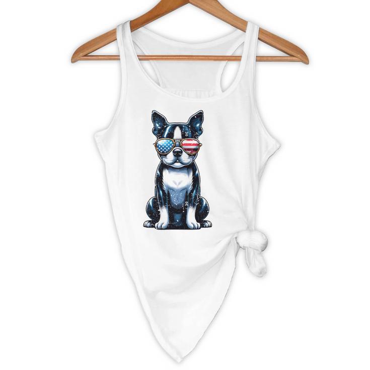 USA Flag Boston Terrier Best Dog Mom Ever 2025 Flowy Tank, novelty gifts, funny gifts