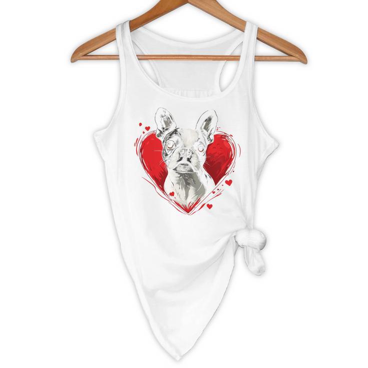 Valentine's Day Boston Terrier Dog Flowy Tank, novelty gifts, funny gifts