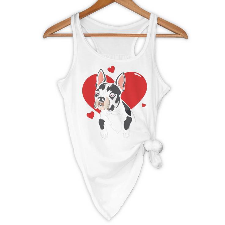 Valentine's Day Boston Terrier Heart Flowy Tank, novelty gifts, funny gifts