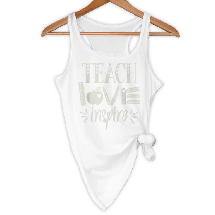 Vintage Teach Love Inspire Red For Ed Teacher Supporter Men Women Girls Kids Flowy Tank, novelty gifts, funny gifts