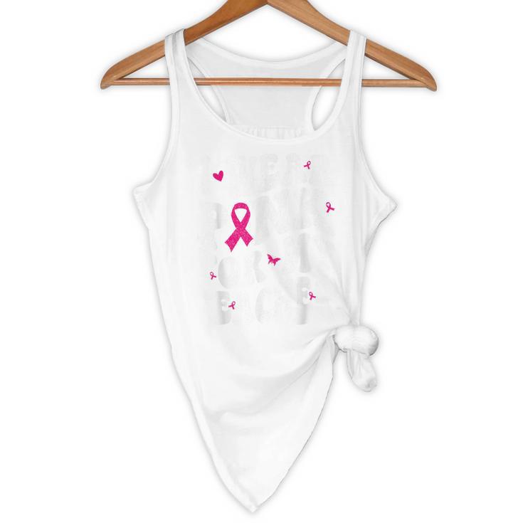 I Wear Pink For My Teacher Breast Cancer Awareness Support Men Women Flowy Tank, novelty gifts, funny gifts