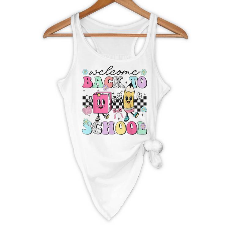 Welcome Back To School 2024 Teachers Students First Day Flowy Tank, novelty gifts, funny gifts