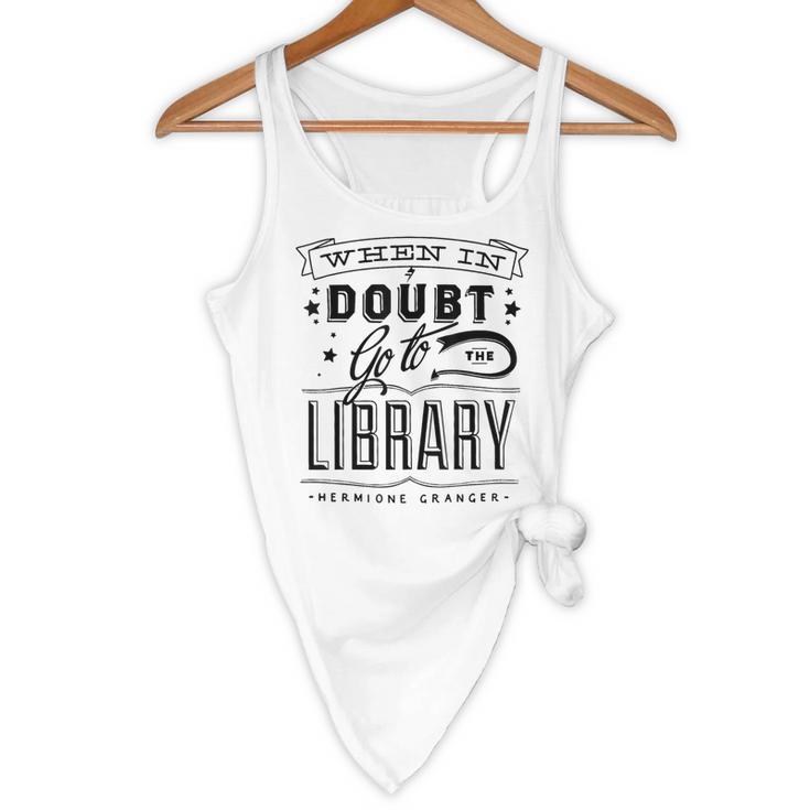 When In Doubt Go To The Library Teacher Vintage Book Lovers Flowy Tank, novelty gifts, funny gifts