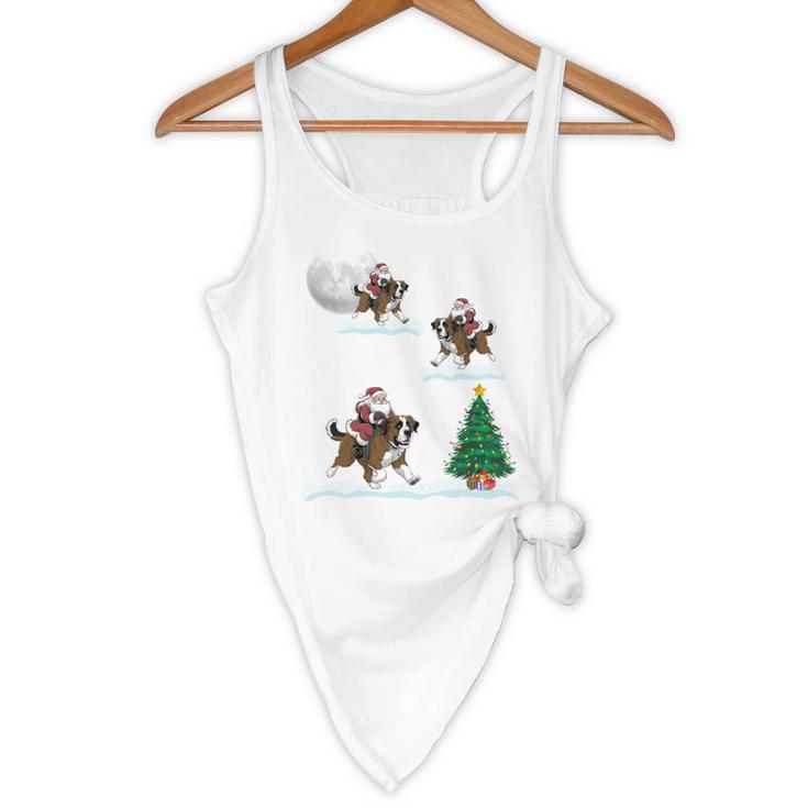 Xmas Lighting Tree Santa Riding Boston Terrier Christmas Flowy Tank, novelty gifts, funny gifts