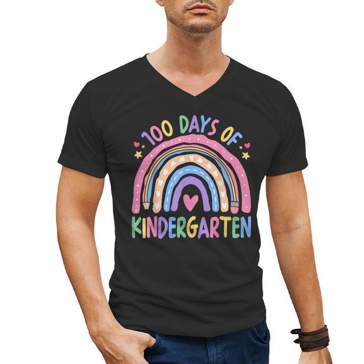 100th Day Of Kindergarten Teacher Kids 100 Days Smarter Men's V-Neck T-Shirt