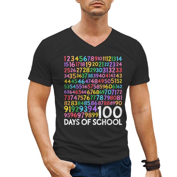 100th Day Of School Teacher Kids 100 Days Math Numbers Men's V-Neck T-Shirt