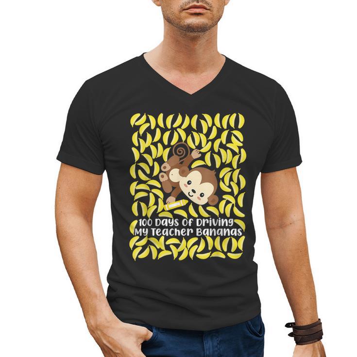 100th Day Of School Teacher Monkey Pun Banana For Men Women Girls Kids Men's V-Neck T-Shirt