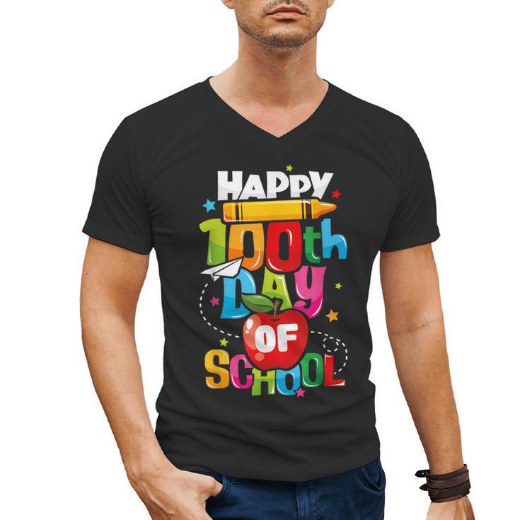 100th Day Of School Teachers Kids Child Happy 100 Days Men's V-Neck T-Shirt