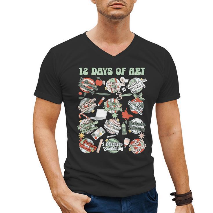 12 Days Of Art Teacher Christmas Artists Painter Educational Men's V-Neck T-Shirt